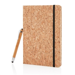 A5 notesbog samt bambuspen med stylus